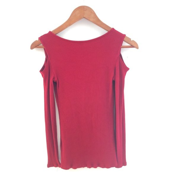 Lord & Taylor Design Lab Cold Shoulder Top Red Med - Picture 2 of 4